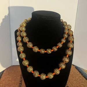 KJL - Kenneth Jay Lane Elegant Gold and Orange Necklace